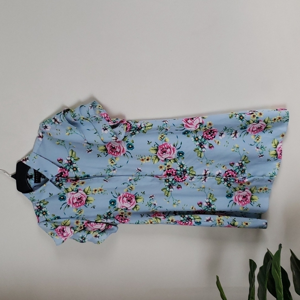 Laundry Shelli Segal floral tee shirt dress flutter sleeves stretch Size Small - Picture 2 of 10